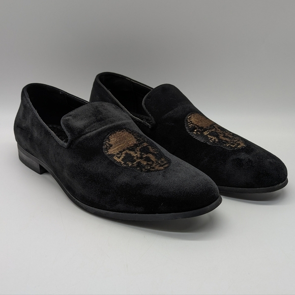 INC Black Velvet Gold Sequin Skull Slip On Shoe 8.5 - Picture 1 of 10